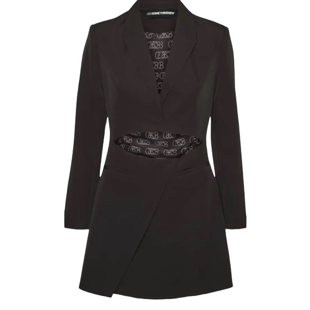 Something New Dress Womens 8 Winnie Cutout Long Sleeve Black Blazer Minidress